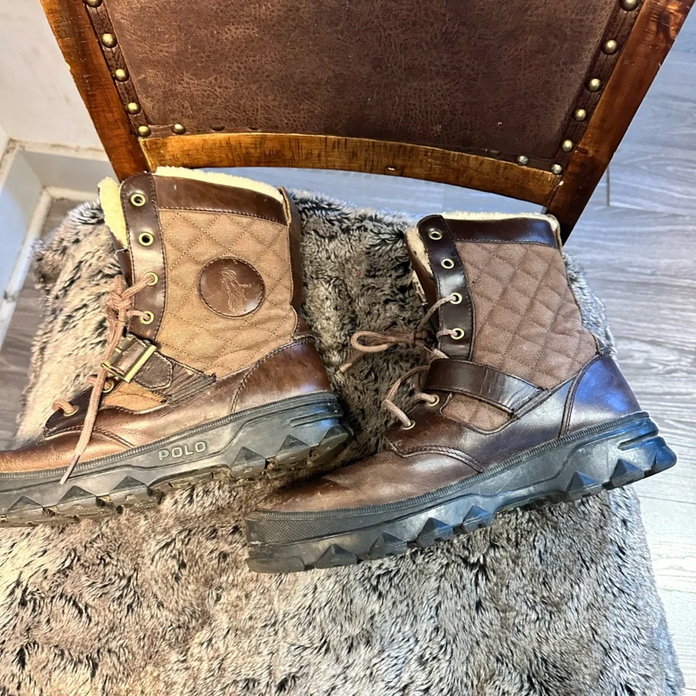 Polo RalphLauren Hayward Quilted Laceup Shearling Upper/Lining Buckle Snow Boots - Picture 8 of 12
